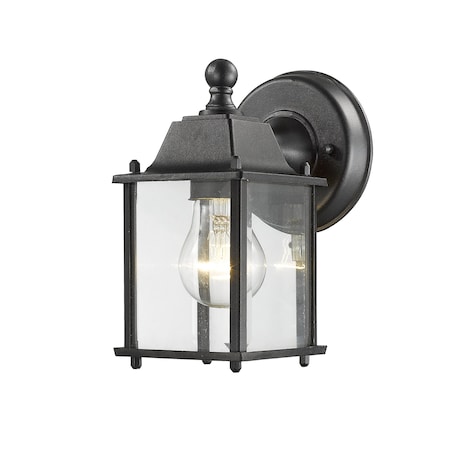 Z-Lite Waterdown 1 Light Outdoor Wall Light, Black & Clear Beveled 551BK